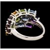 Image 3 : 6.41 ctw Multi-color Gemstone Ring - 14KT White Gold