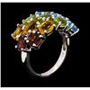 Image 4 : 6.41 ctw Multi-color Gemstone Ring - 14KT White Gold