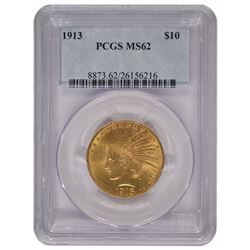 1913 $10 Indian Head Eagle Gold Coin PCGS MS62