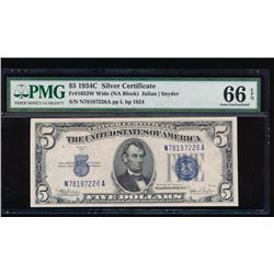 1934C $5 Silver Certificate PMG 66EPQ