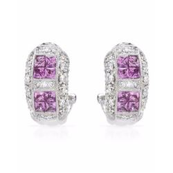 18KT White Gold 1.35ctw Sapphire and Diamond Earrings