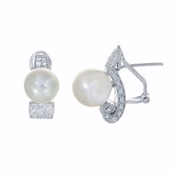 18KT White Gold 15.18ctw Pearl and Diamond Earrings