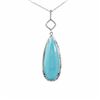 Image 1 : 14KT White Gold 12.12ct Turquoise and Diamond Pendant with Chain