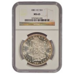 1881-CC $1 Morgan Silver Dollar Coin NGC MS63