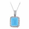 Image 1 : 14KT White Gold 6.89ct Turquoise and Diamond Pendant with Chain