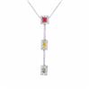 Image 1 : 14KT White Gold 0.65ctw Multi Color Sapphire and Diamond Pendant with Chain