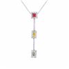 Image 1 : 14KT White Gold 0.65ctw Multi Color Sapphire and Diamond Pendant with Chain