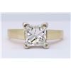 Image 1 : 14KT Yellow Gold 1.02ct Princess Cut Diamond Ring