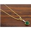 Image 4 : 14KT Yellow Gold Emerald and Diamond Pendant with Chain