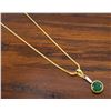 Image 6 : 14KT Yellow Gold Emerald and Diamond Pendant with Chain