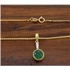 Image 7 : 14KT Yellow Gold Emerald and Diamond Pendant with Chain