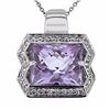 Image 1 : 14KT White Gold 6.85ct Amethyst and Diamond Pendant with Chain