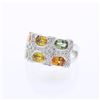 Image 1 : 14KT White Gold 3.90ctw Multi Color Sapphire and Diamond Ring