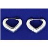 Image 1 : Italian Made White Gold Heart Hoop Earrings