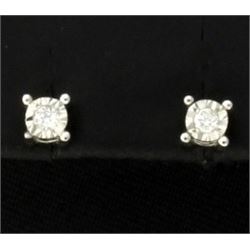 Diamond Stud Earrings in Sterling Silver