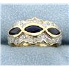 Image 1 : Natural Sapphire and Diamond 14k Yellow Gold Ring