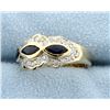 Image 2 : Natural Sapphire and Diamond 14k Yellow Gold Ring
