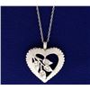 Image 1 : Vintage Diamond Heart Pendant with Chain