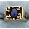 Image 1 : Men's Star Sapphire & Diamond Ring