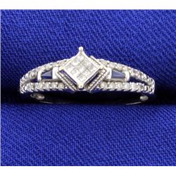 1/2ct TW Invisible Set Diamond and Sapphire Ring