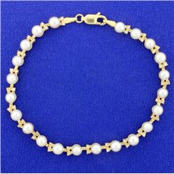 Pearl & Diamond Line Bracelet