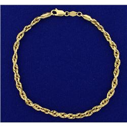 8 3/4 Inch Rope Link Bracelet or Anklet in 14k Gold