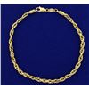 Image 1 : 8 3/4 Inch Rope Link Bracelet or Anklet in 14k Gold