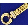 Image 2 : 18k Gold Designer C Link Bracelet with Ruby