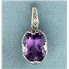 Image 1 : 6ct Amethyst and Diamond Pendant