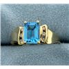 Swiss Blue Topaz and Diamond Ring