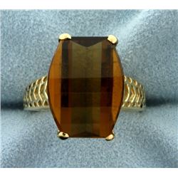 Checker Board Cut Smokey Quartz Ring