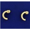 Italian Made 14k Gold Crescent Shaped Earrings With Magnetic Back for Non Pierced Ears