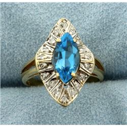 Swiss Blue Topaz and Diamond Ring