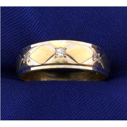 14k Diamond White and Yellow Gold Wedding Band Ring