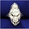 Image 1 : Vintage Over .8 ct TW Old European Diamond Filigree Ring
