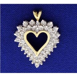 1ct Total Weight Diamond Heart Pendant