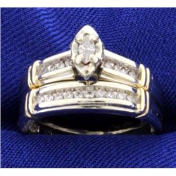 Vintage Diamond Engagement Ring & Wedding Band Set