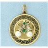 Emerald & Pearls Bells Christmas Holiday Pendant