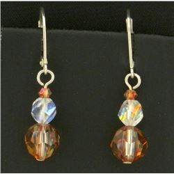 Sterling Silver Dangle Crystal Bead Earrings