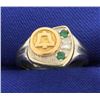 Vintage Illinois Bell Diamond and Emerald Ring