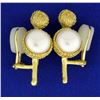 Image 1 : Vintage 18k Mabe Pearl Clip-On Earrings