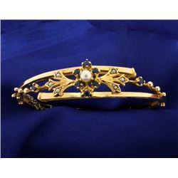 Sapphire and Cultured Pearl Hinged Bangle Bracelet