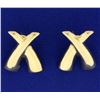 Image 1 : X Style Large Gold Earrings