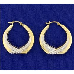 Designer Yellow and White Gold Hoop Earrings