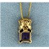 Image 2 : Amethyst and Diamond Pendant with Chain