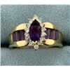 Image 1 : Amethyst and Diamond Ring