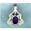 Image 2 : White Gold Amethyst and Diamond Pendant