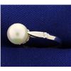 Image 2 : 14k White Gold Solitaire Pearl Ring