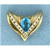 Image 1 : Blue Topaz and 1/2 ct TW Diamond Slide for Omega or Chain