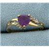 Image 1 : Heart Amethyst and Diamond Ring